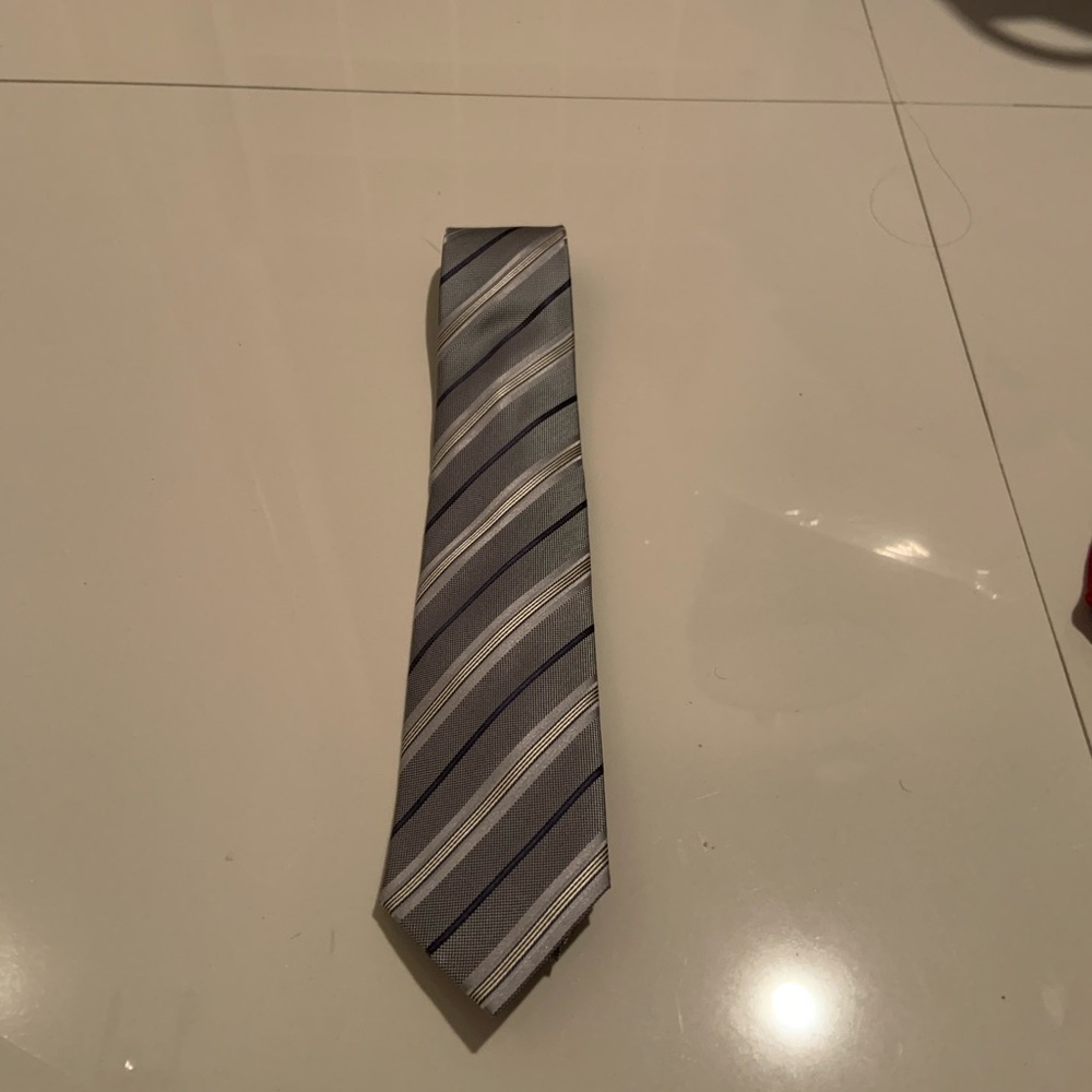 YSL grey striped tie